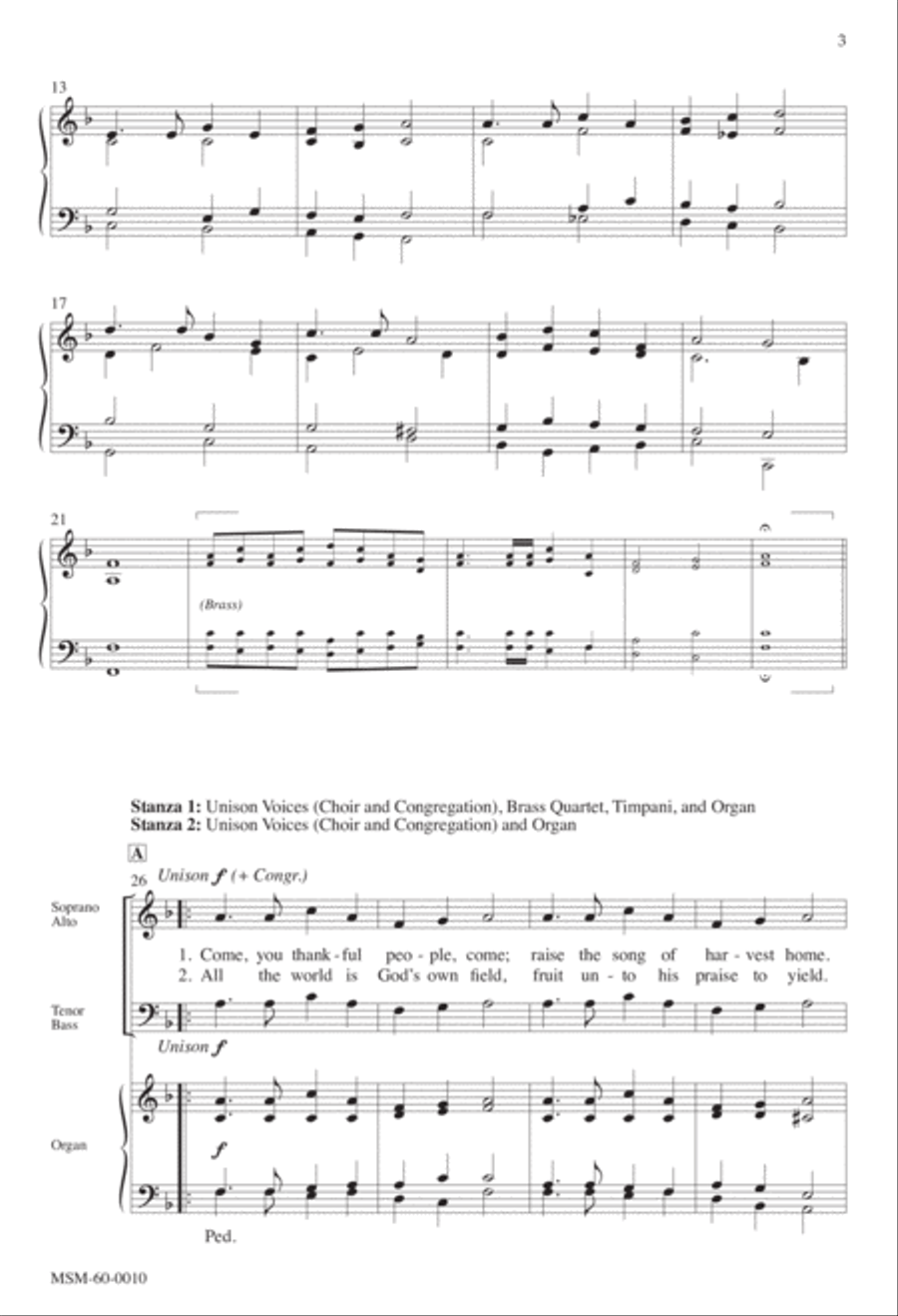 Come, You Thankful People, Come 4-Part scores gallery preview page 3