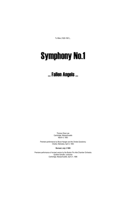 Symphony No. 1 ... Fallen Angels (1993, rev. 1995)