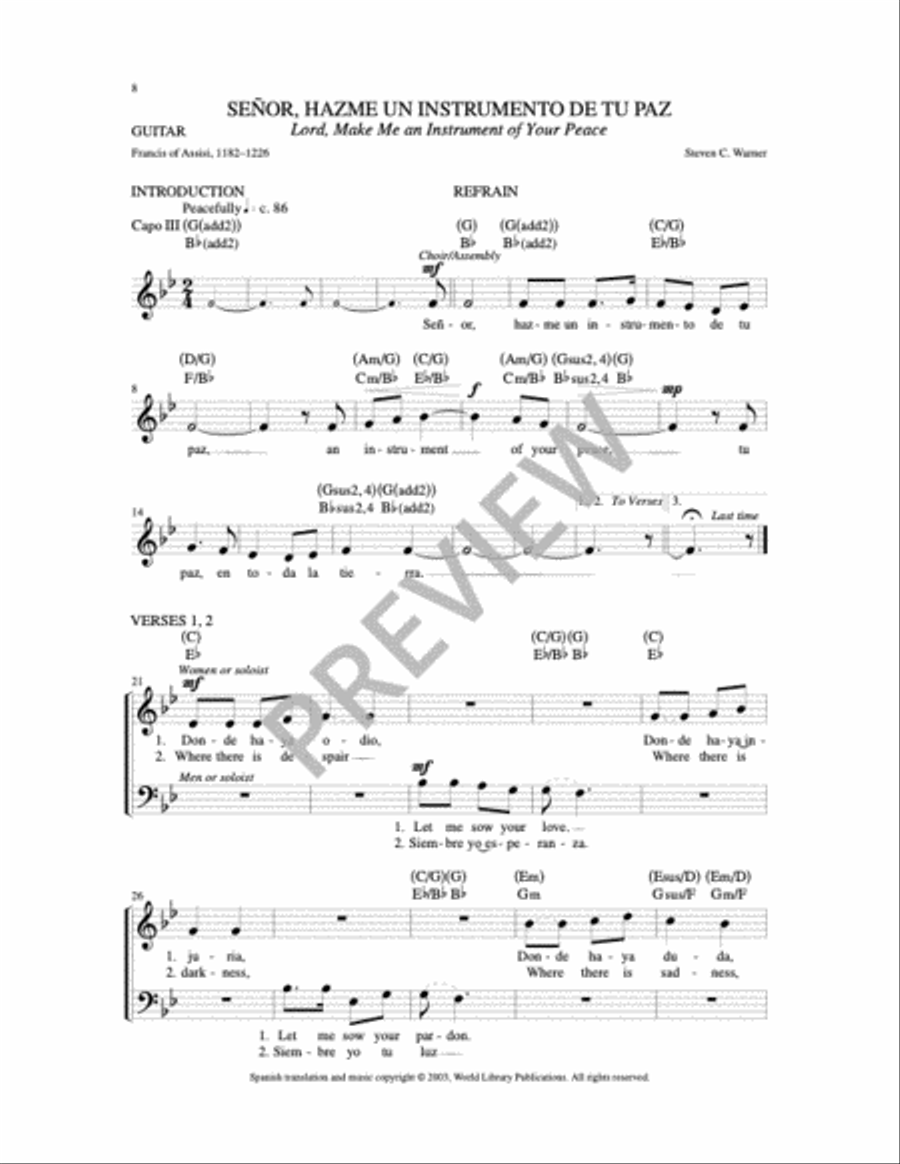 Señor, Hazme Un Instrumento de Tu Paz 4-Part scores gallery preview page 10