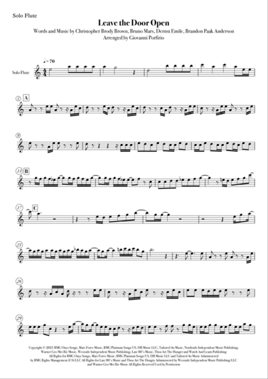Leave The Door Open Flute Solo scores gallery preview page 2