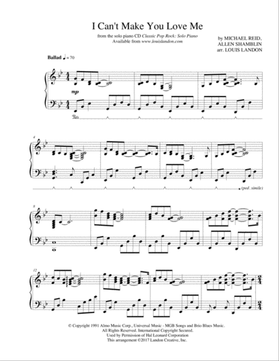I Can't Make You Love Me Piano Solo scores gallery preview page 2