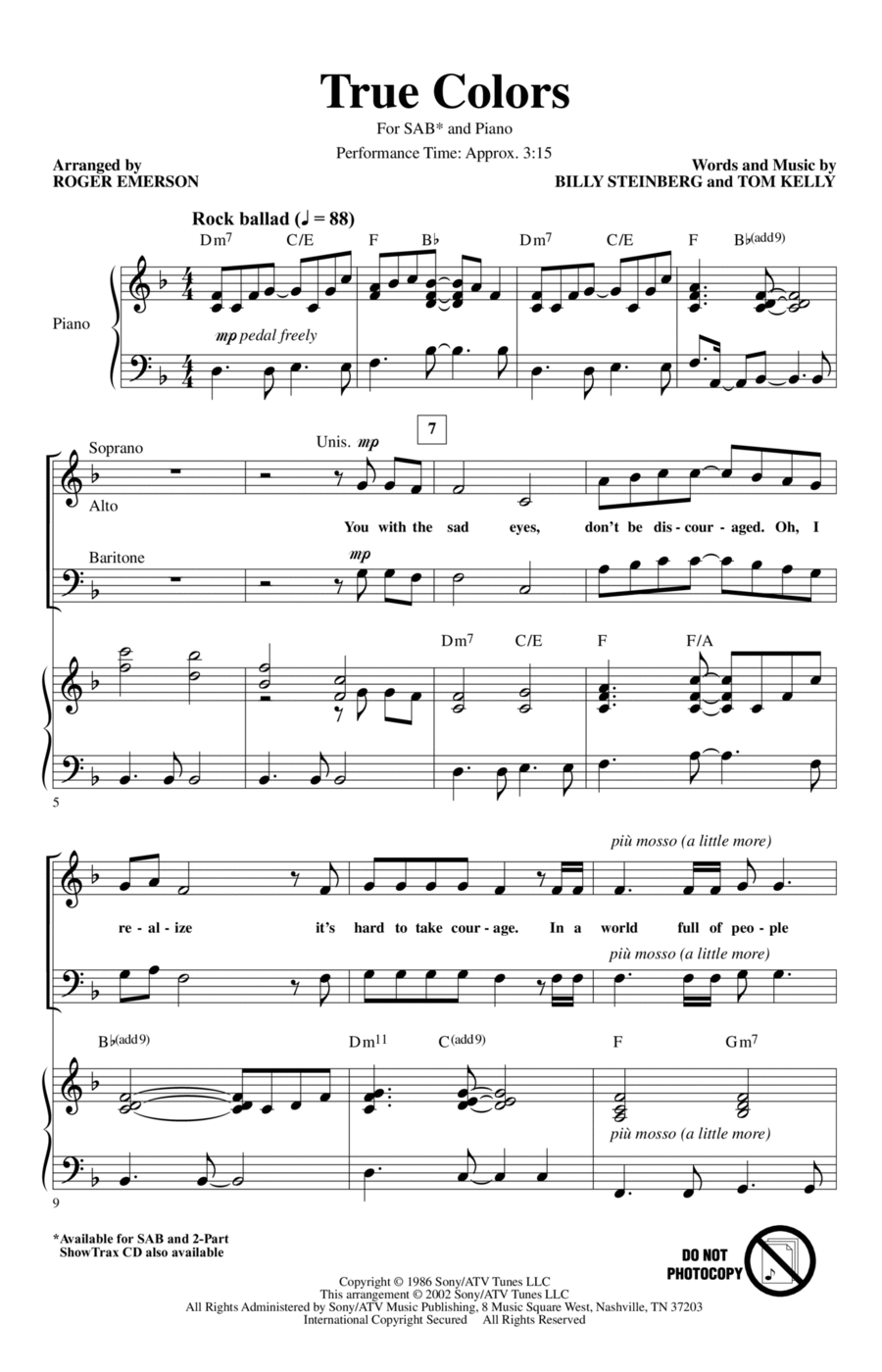 True Colors (arr. Roger Emerson)