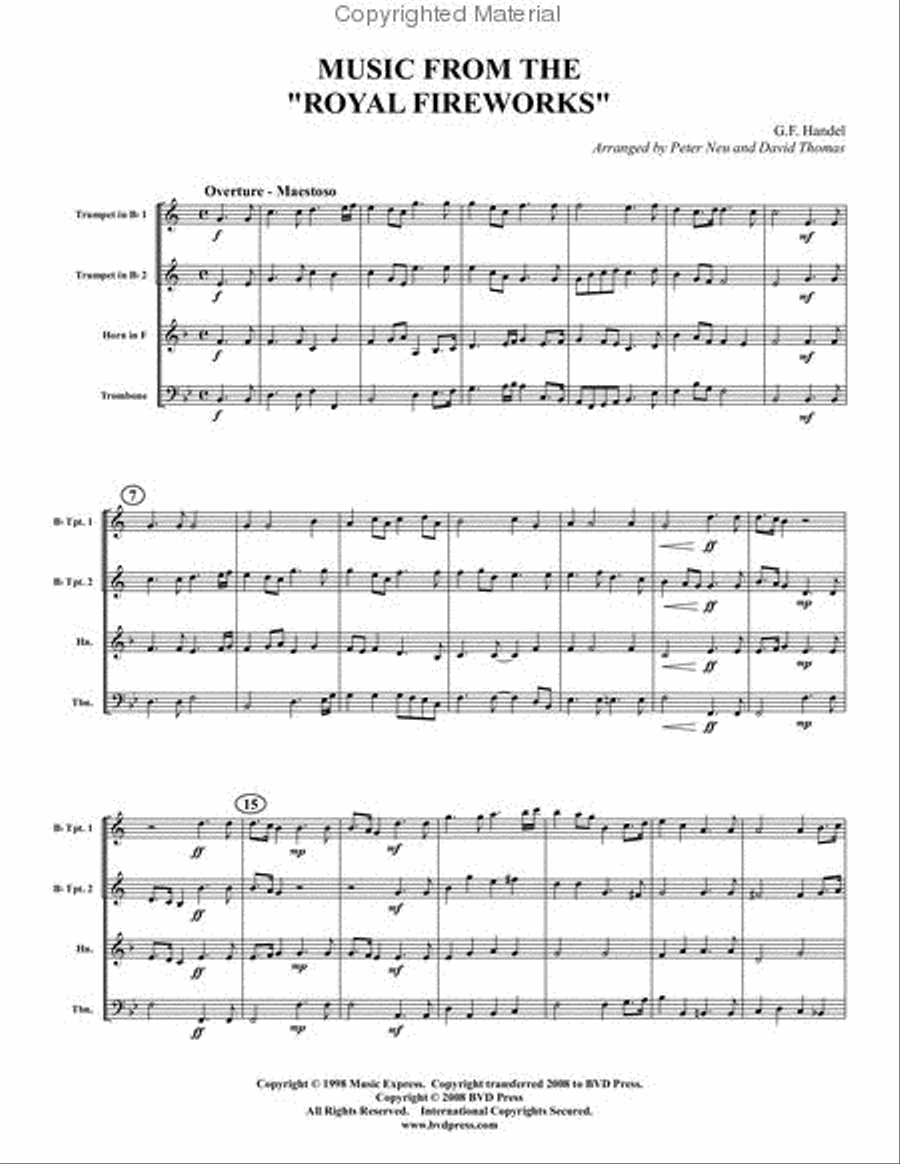 Royal Fireworks Suite Brass Quartet scores gallery preview page 2