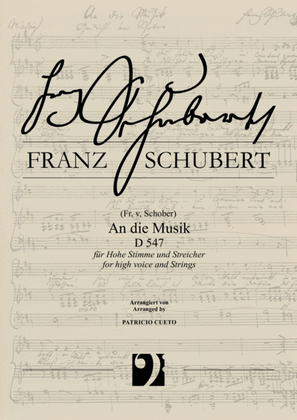 Book cover for An die Musik D547 (Franz Schubert) - arranged for High voice and Strings