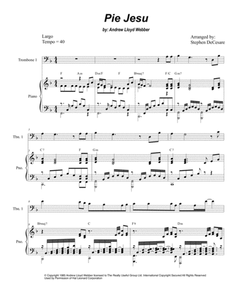 Pie Jesu (Trombone Duet - Piano Accompaniment) image number null