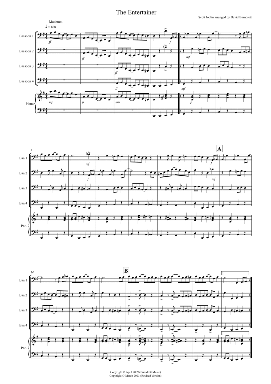 The Entertainer for Bassoon Quartet The Entertainer for Bassoon Quartet Bassoon Quartet scores gallery preview page 1