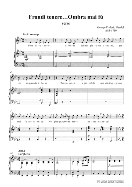 Handel-Frondi tenere...Ombra mai fù in E flat Major,for Voice and Piano