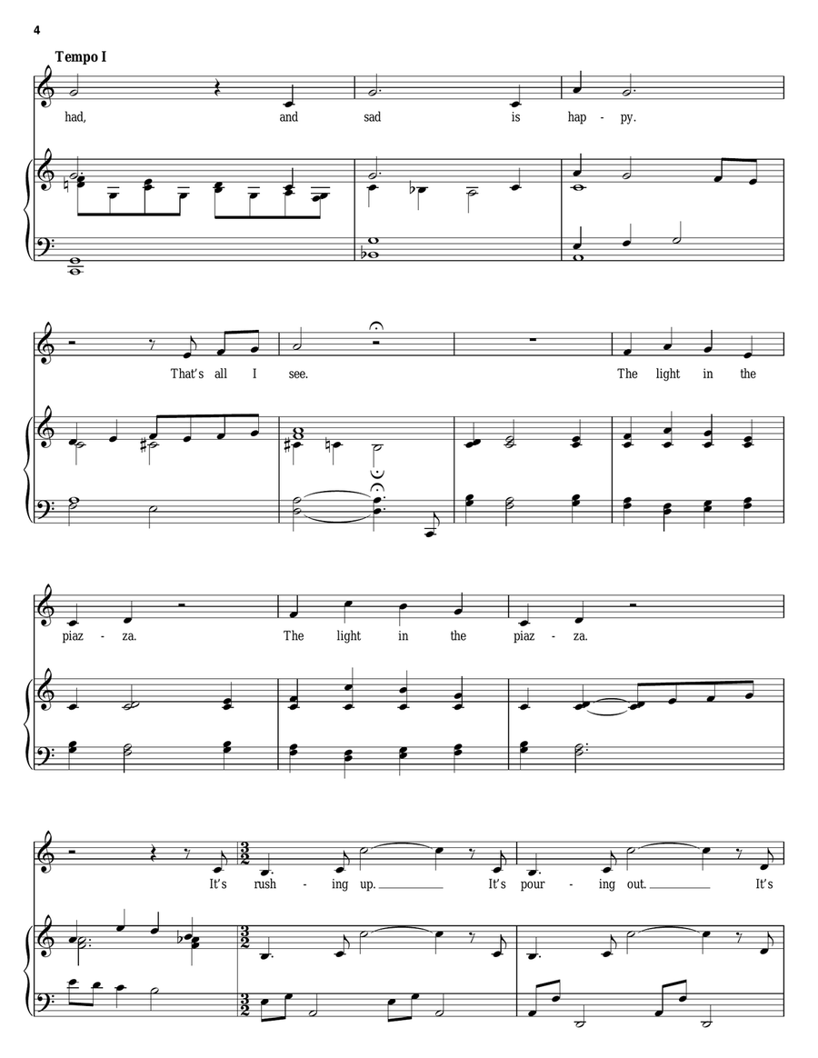 The Light In The Piazza Piano, Vocal, Guitar scores gallery preview page 4