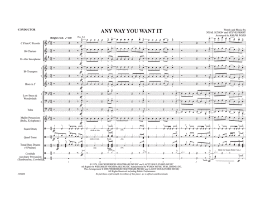 Any Way You Want It Marching Band scores gallery preview page 2