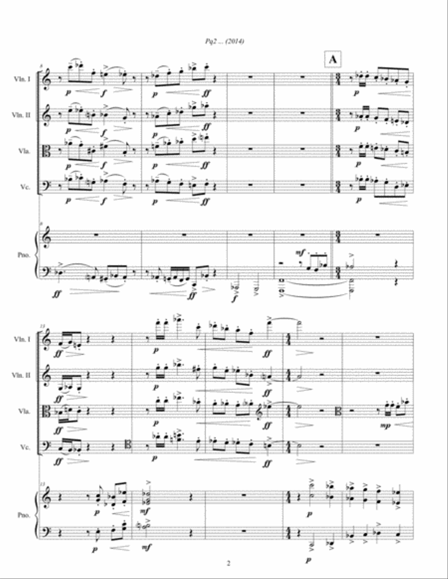 Pq2 ... (2014) for piano and string quartet Piano Quintet scores gallery preview page 4