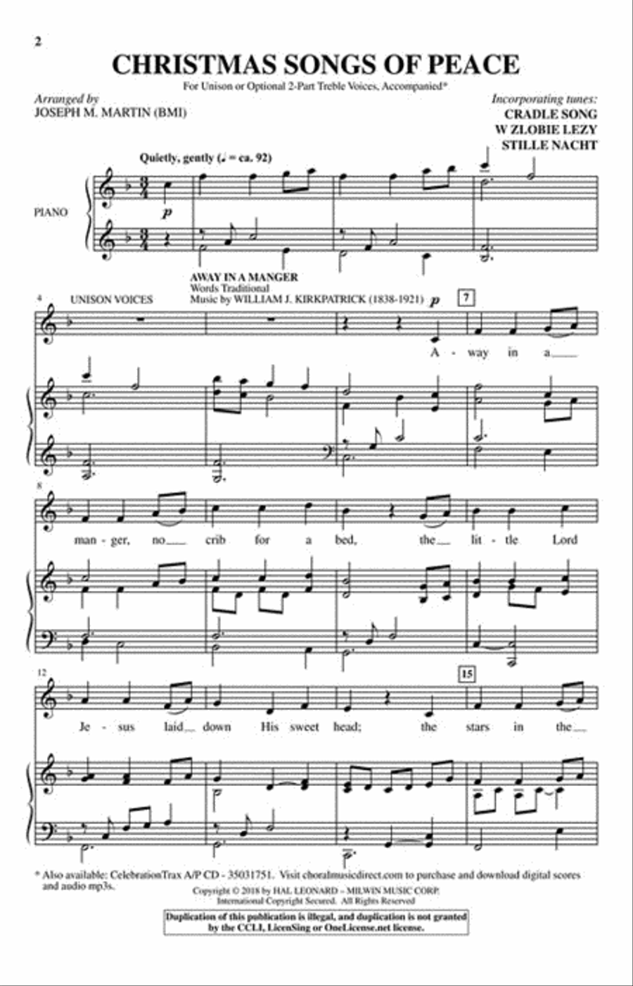 Christmas Songs of Peace Unison Choir scores gallery preview page 2