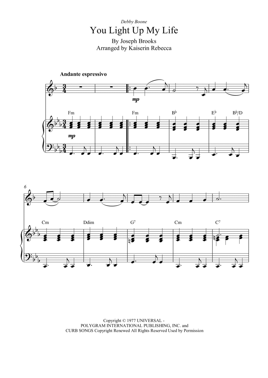 You Light Up My Life You Light Up My Life B-Flat Trumpet scores gallery preview page 1