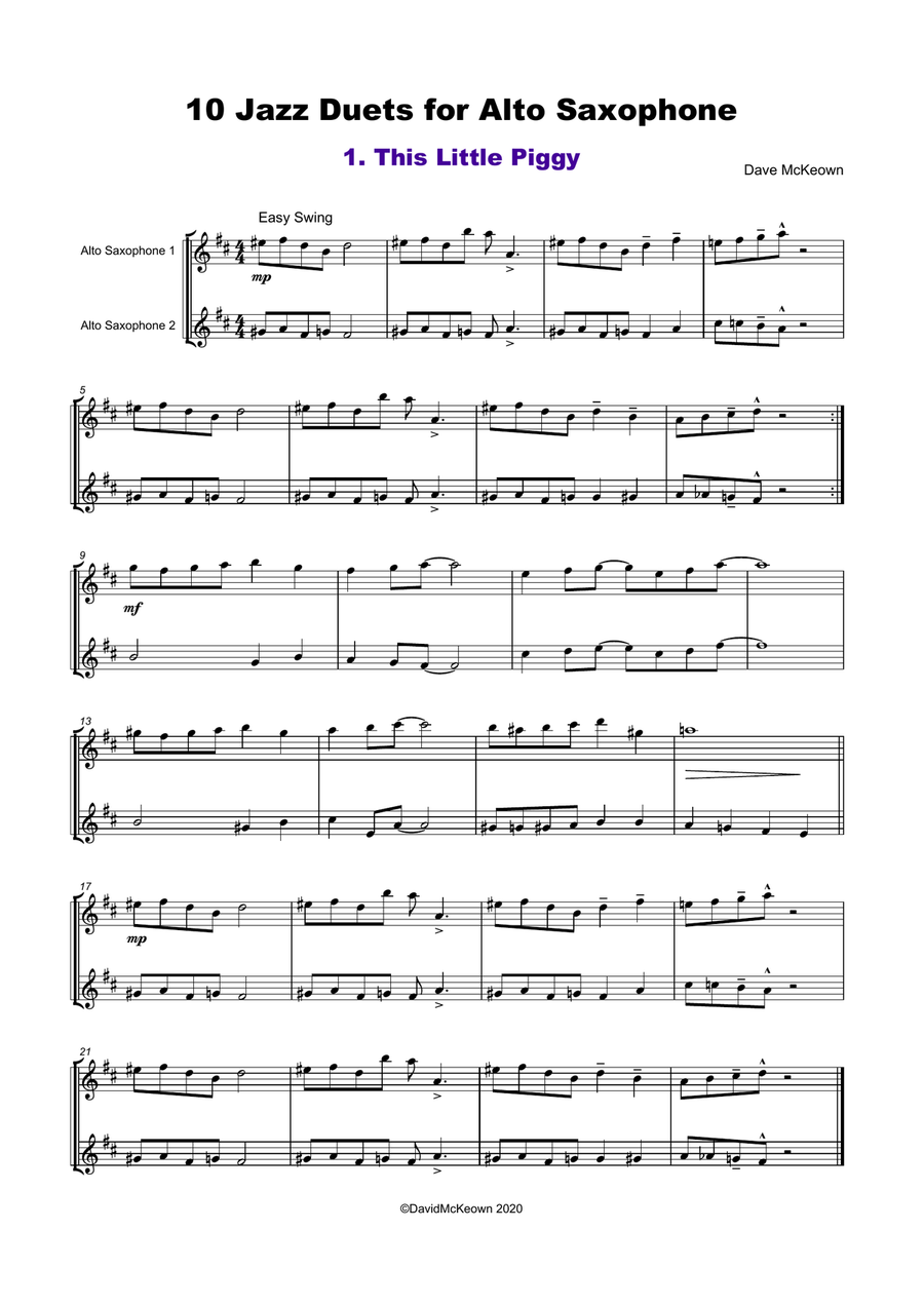 10 Jazz Duets for Alto Saxophone Woodwind Duet scores gallery preview page 2
