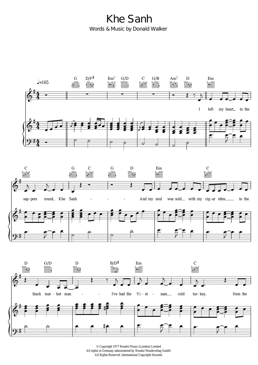 Khe Sanh Piano, Vocal scores gallery preview page 1