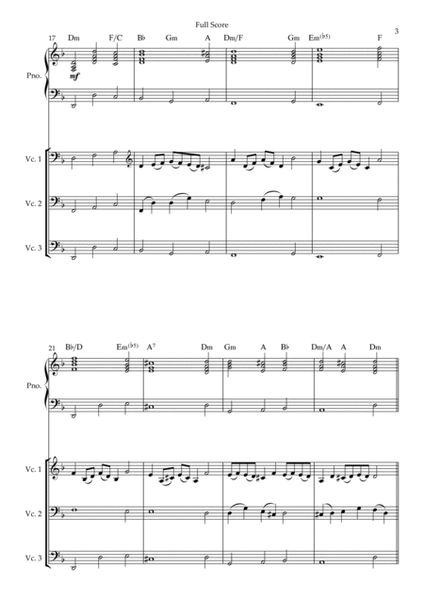 Rondeau (from Abdelazer) for Cello Trio and Piano Accompaniment with Chords image number null