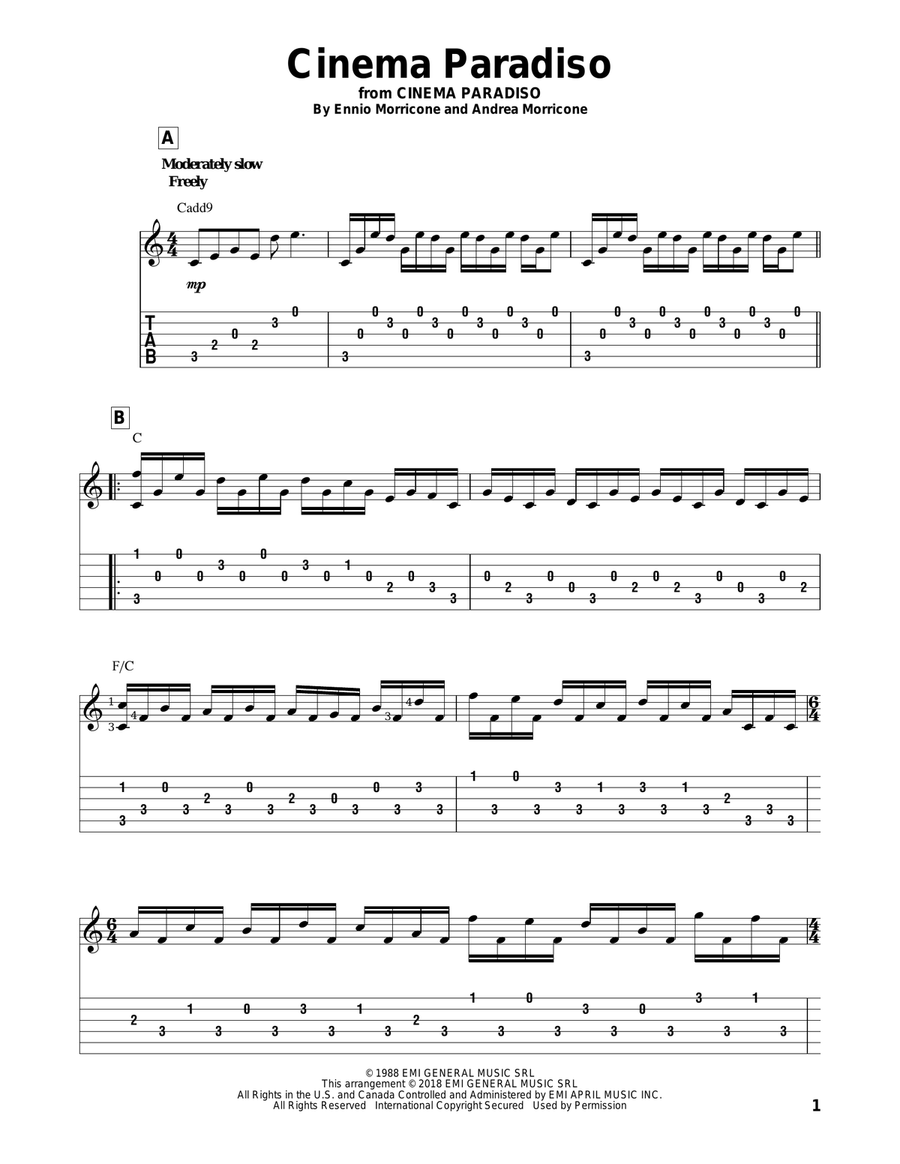 Cinema Paradiso Cinema Paradiso Guitar Solo scores gallery preview page 1
