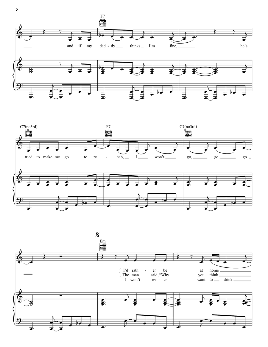Rehab Piano, Vocal, Guitar scores gallery preview page 2