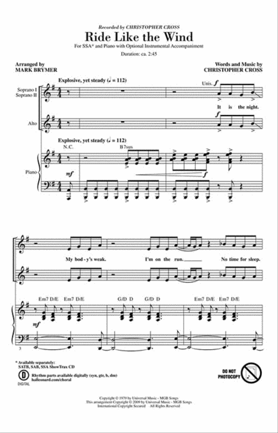 Ride Like the Wind SSA scores gallery preview page 2