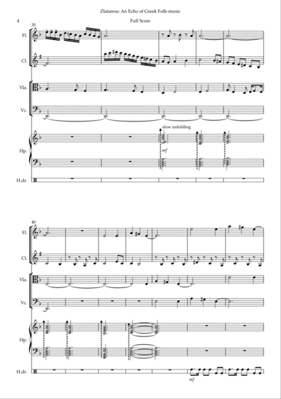 AN ECHO OF GREEK FOLK MUSIC, for chamber ens. Version 1 School and Community scores gallery preview page 4