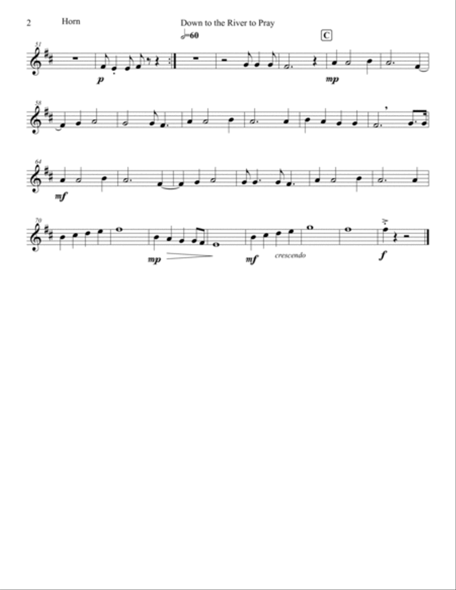 Down to the River to Pray Brass Ensemble scores gallery preview page 2