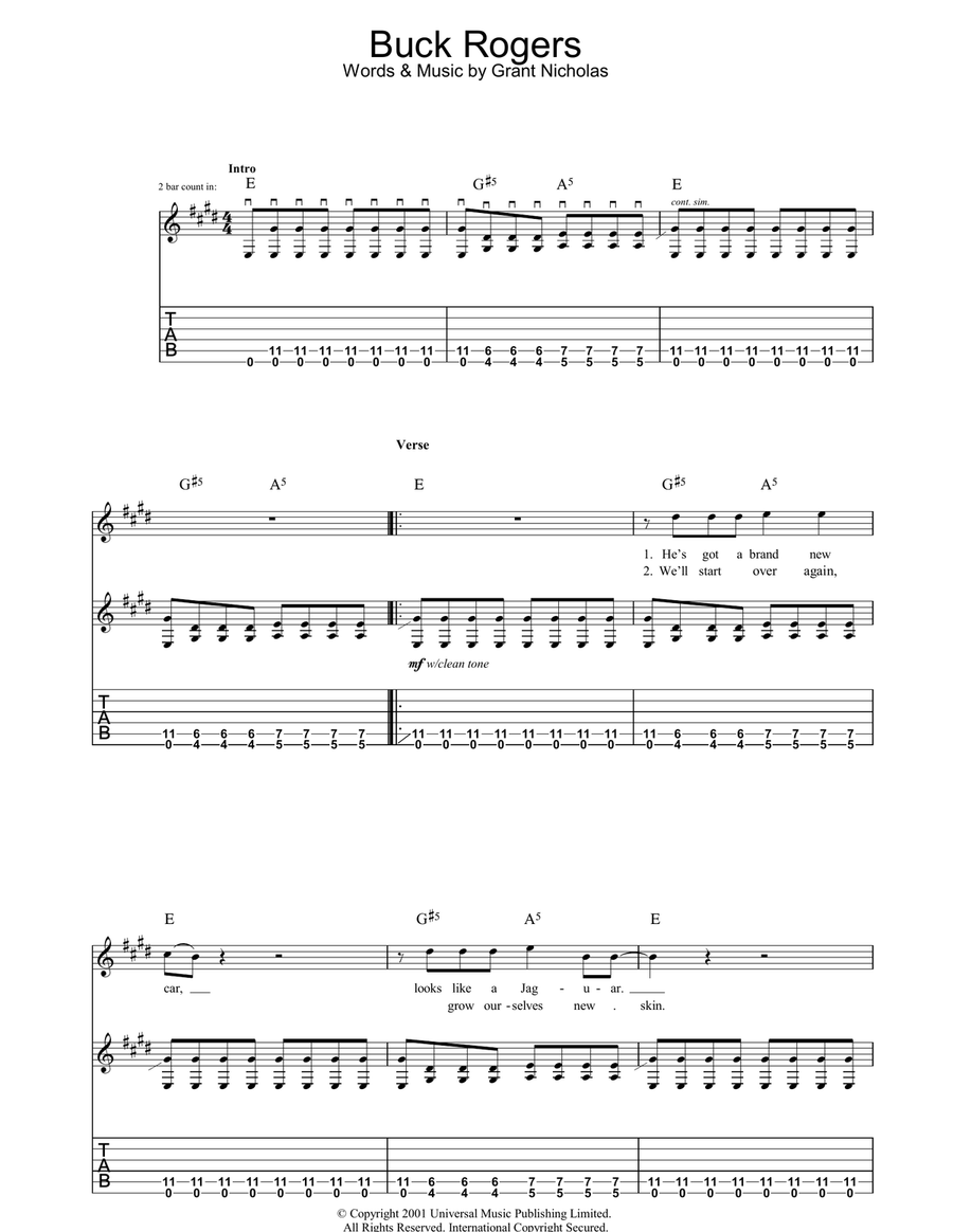 Buck Rogers Acoustic Guitar scores gallery preview page 1