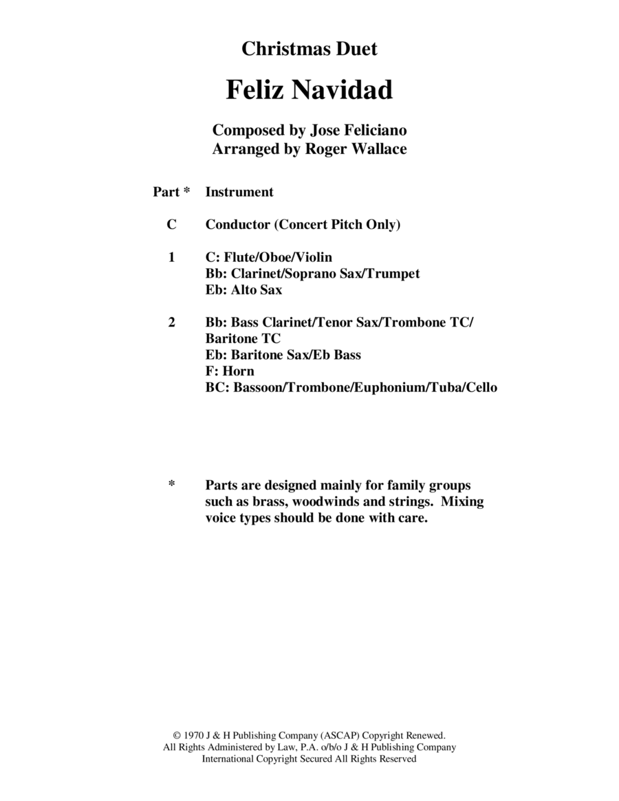 Feliz Navidad Score and Parts scores gallery preview page 1