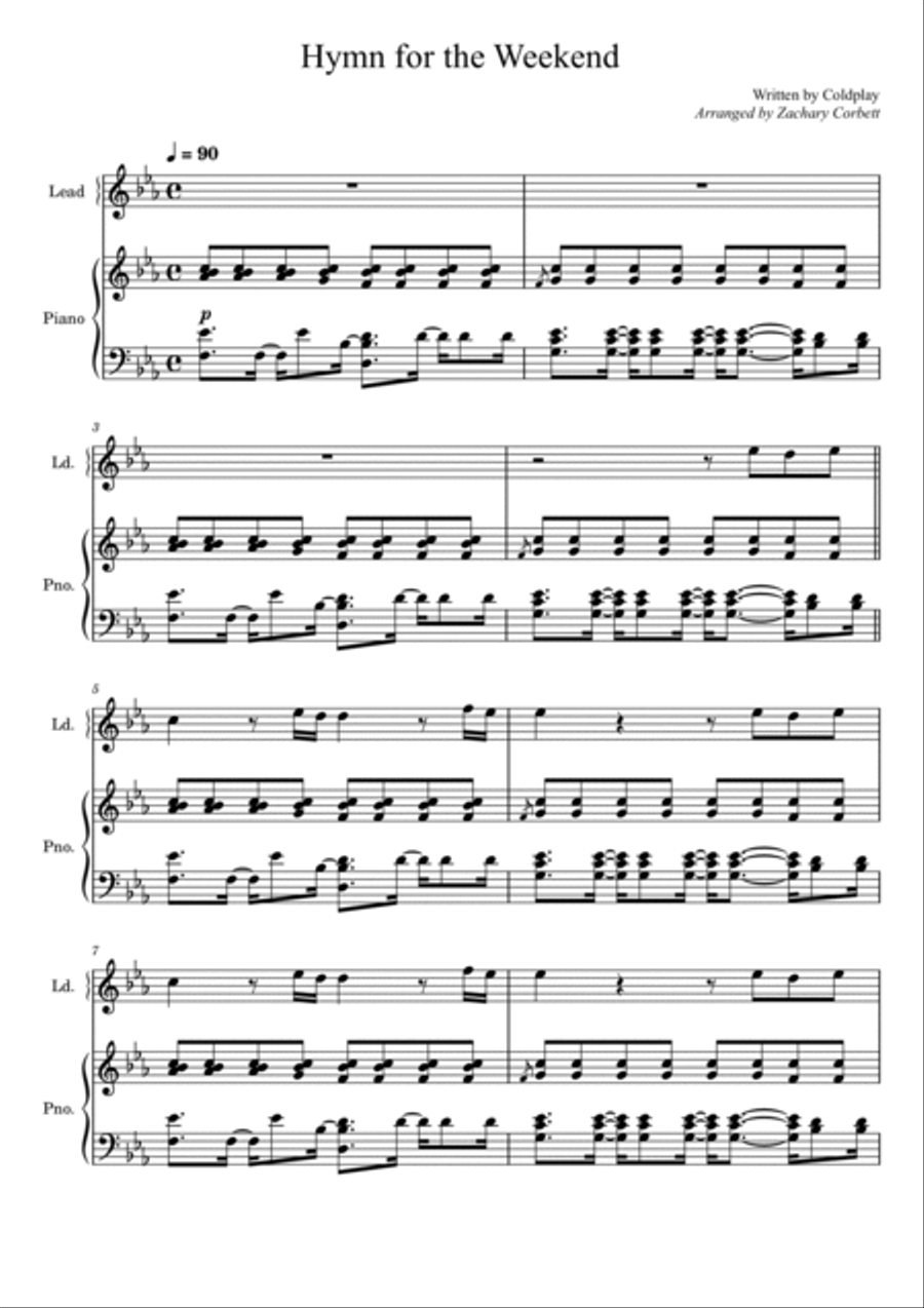 Hymn For The Weekend Piano scores gallery preview page 2