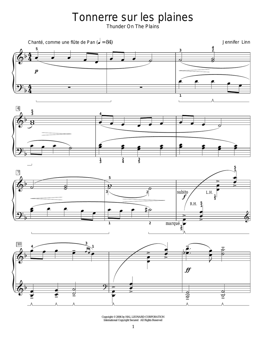 Tonnerre sur les plaines (Thunder On The Plains) Piano Method scores gallery preview page 1