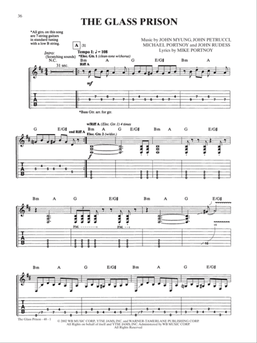 The Glass Prison The Glass Prison Guitar Tablature scores gallery preview page 1