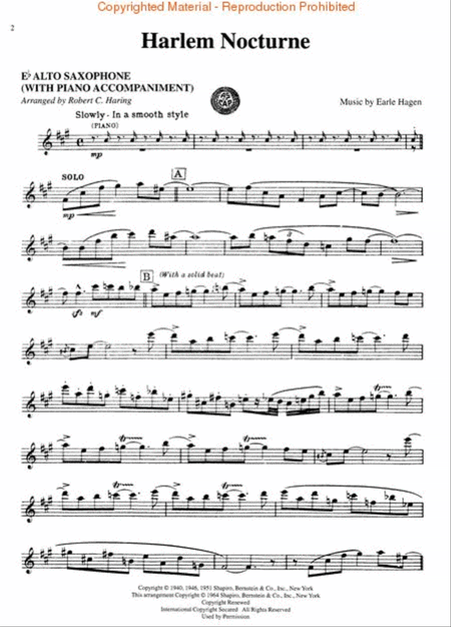Harlem Nocturne Alto Saxophone scores gallery preview page 2