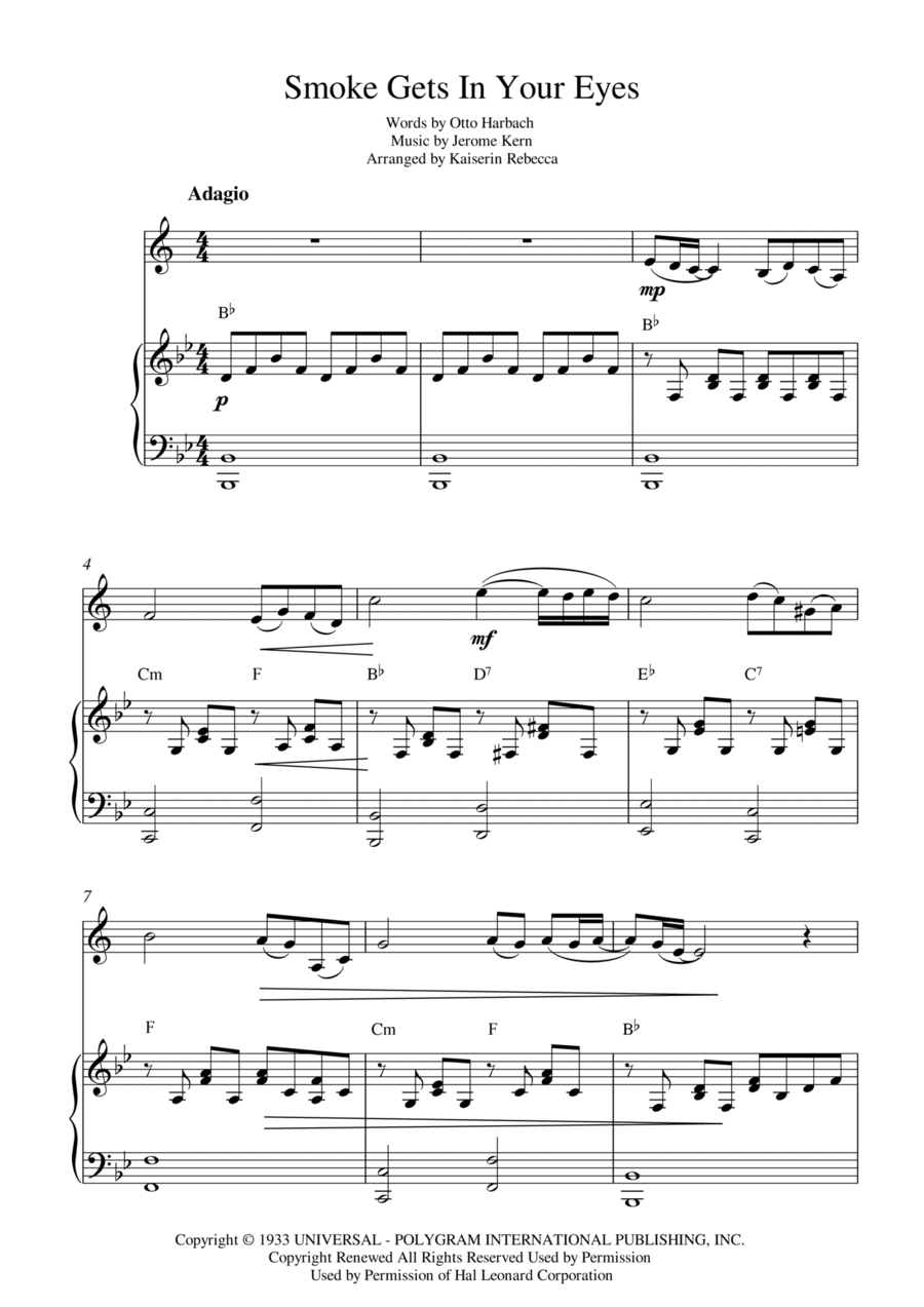 Smoke Gets In Your Eyes B-Flat Clarinet scores gallery preview page 1