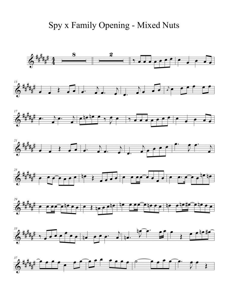 Spy X Family Opening Mixed Nuts Violin Violin Solo scores gallery preview page 1