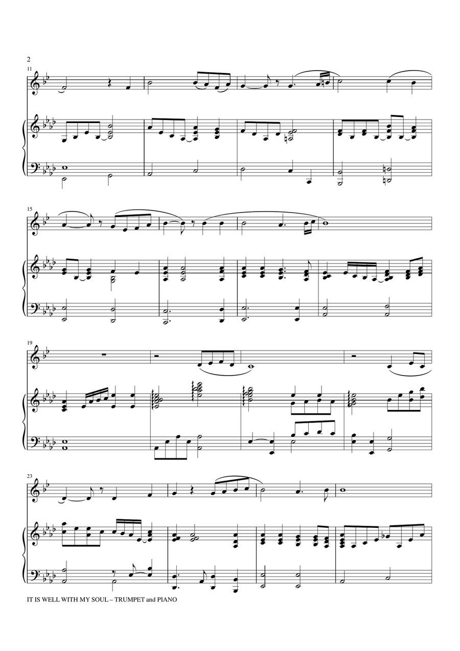 IT IS WELL WITH MY SOUL (Duet - Bb Trumpet and Piano with Trumpet Part) Trumpet Duet scores gallery preview page 2