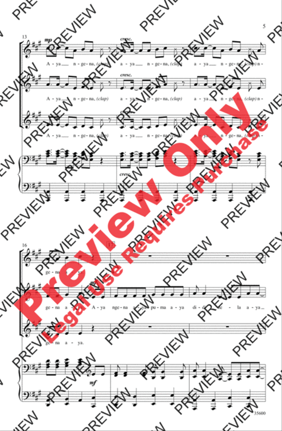 Aya Ngena Aya Ngena Women's Choir scores gallery preview page 5