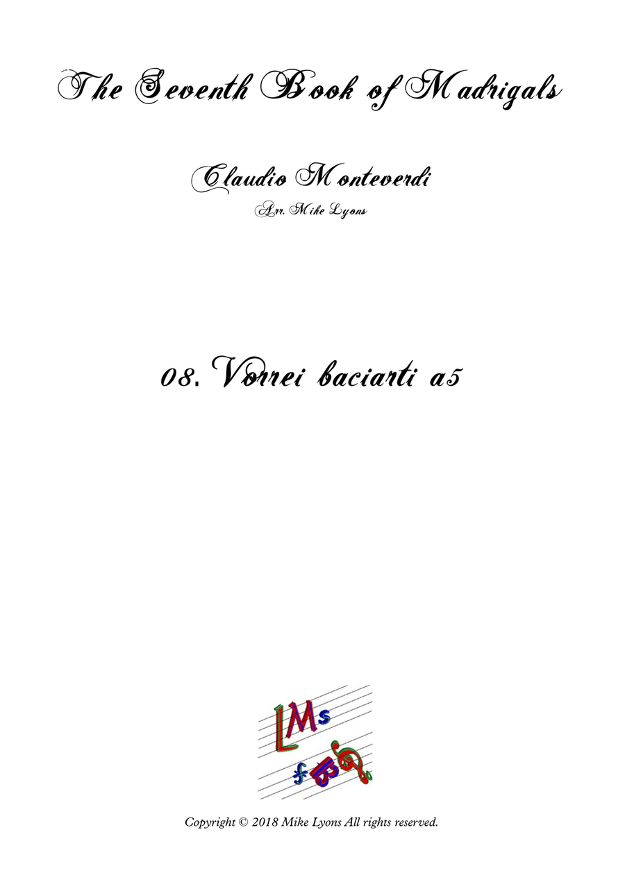 Monteverdi - The Seventh Book of Madrigals (1619) - 08.Vorrei baciarti a5 Brass Ensemble scores gallery preview page 1