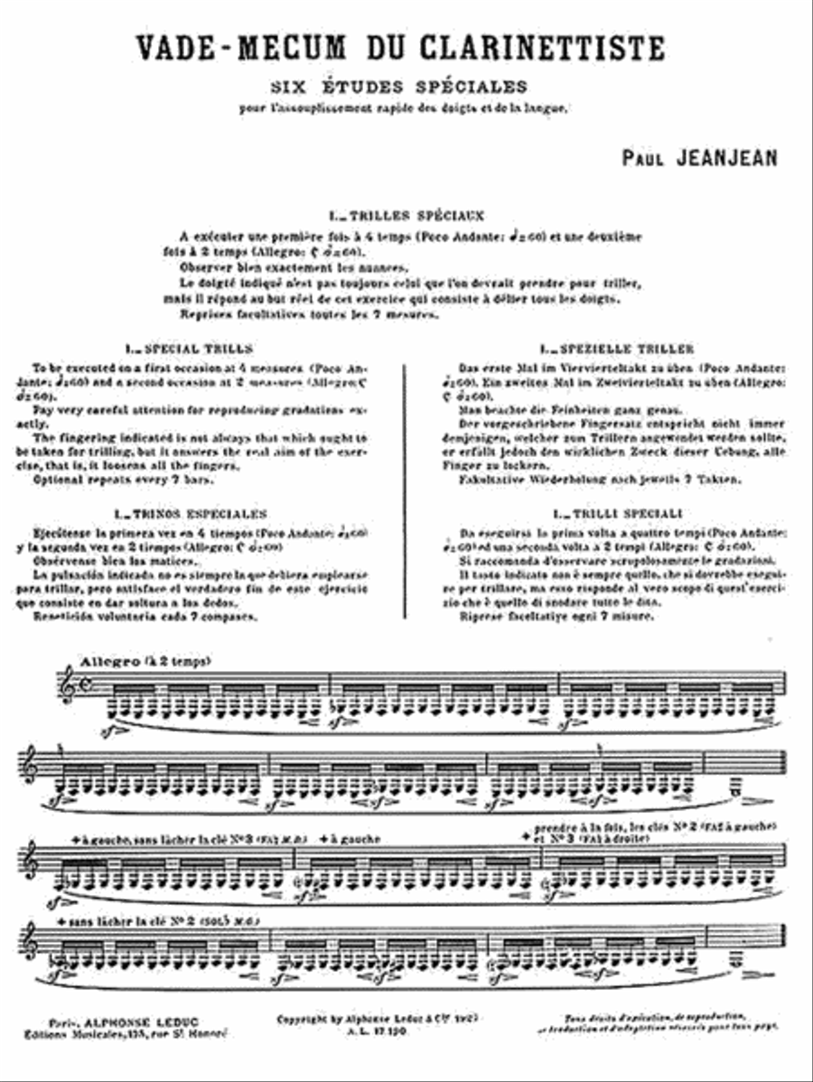 Vade-Mecum du Clarinettiste Clarinet Solo scores gallery preview page 2