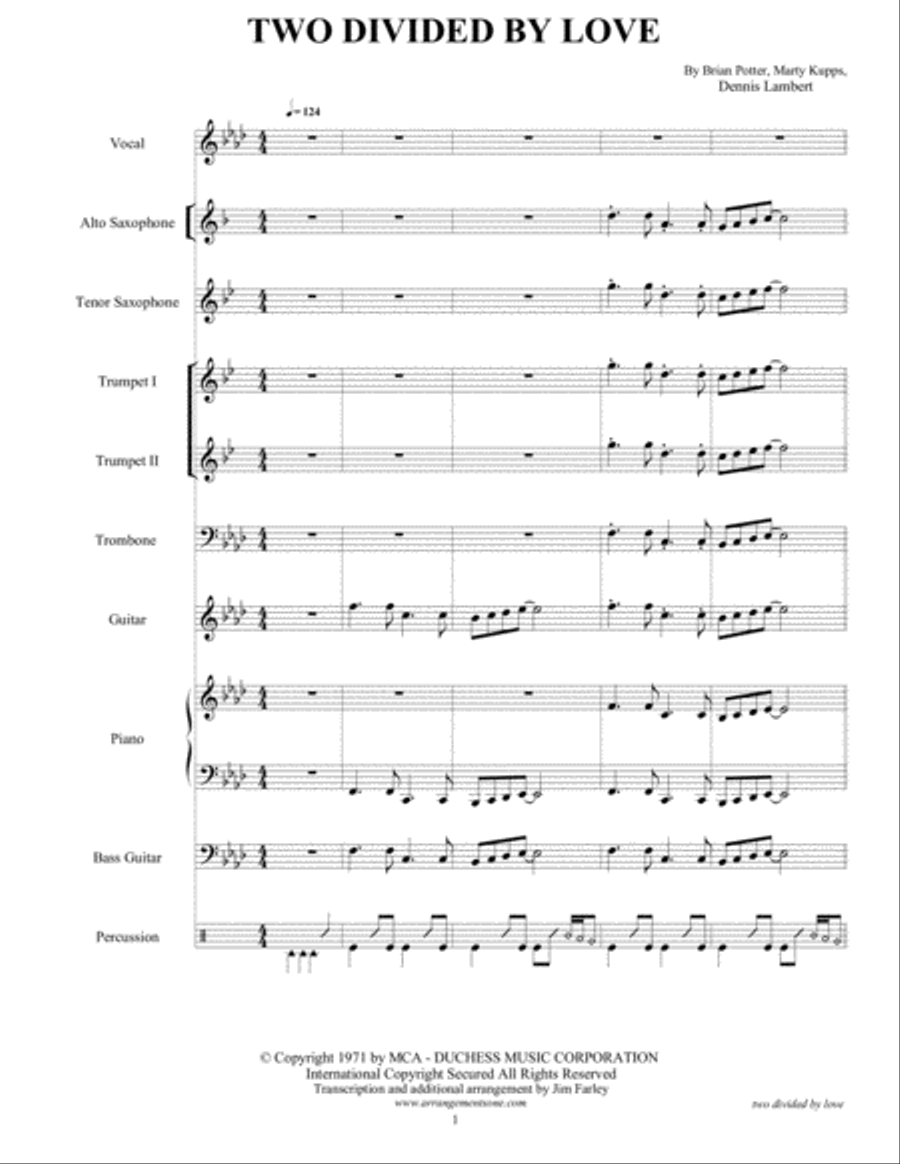 Two Divided By Love Large Ensemble scores gallery preview page 5