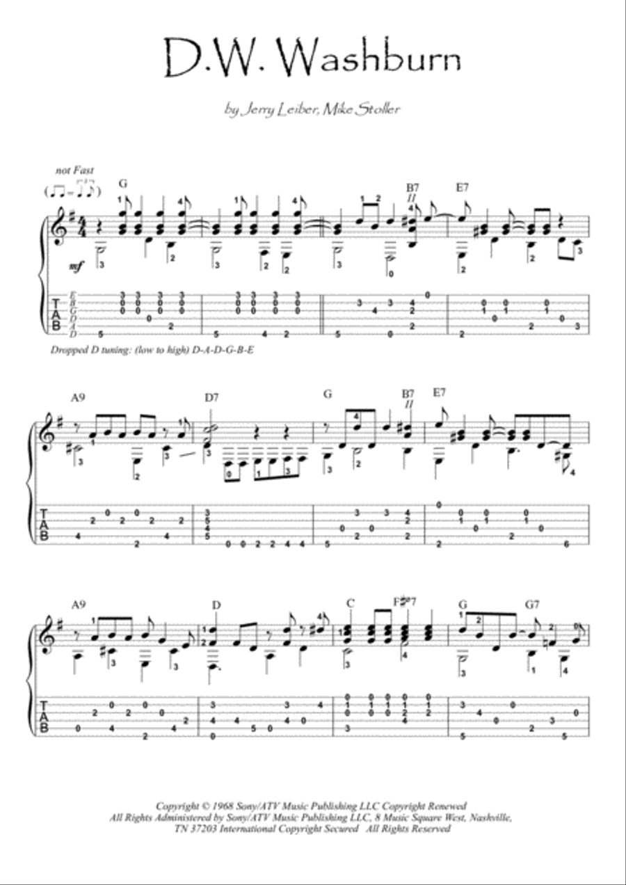 D.w. Washburn Electric Guitar scores gallery preview page 1