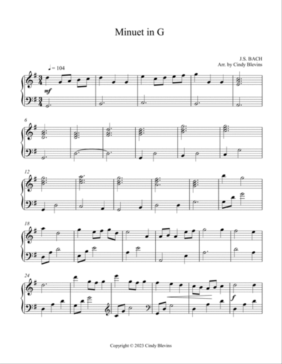Minuet In G, Harp and Tin Whistle (D) Harp scores gallery preview page 5