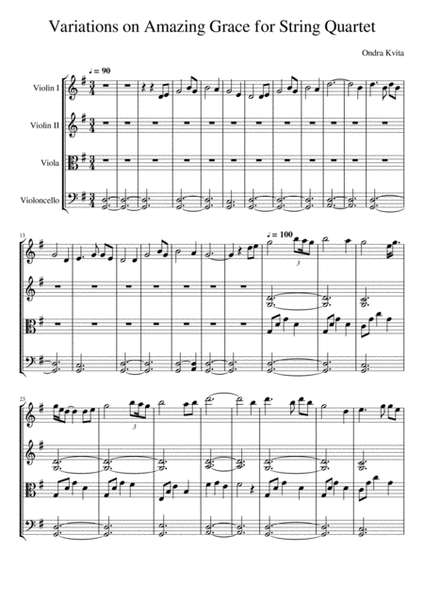Variations on Amazing Grace for String Quartet image number null