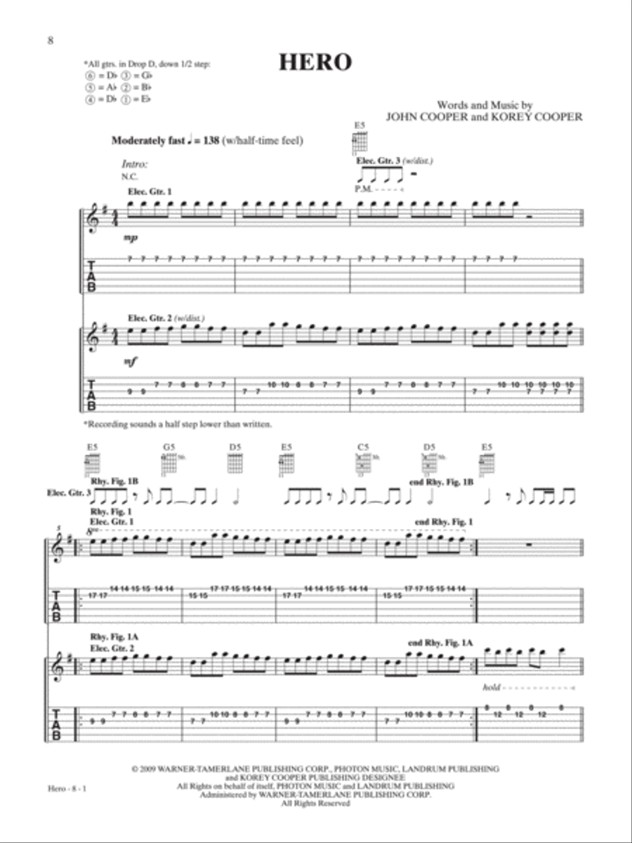 Hero Guitar Tablature scores gallery preview page 1