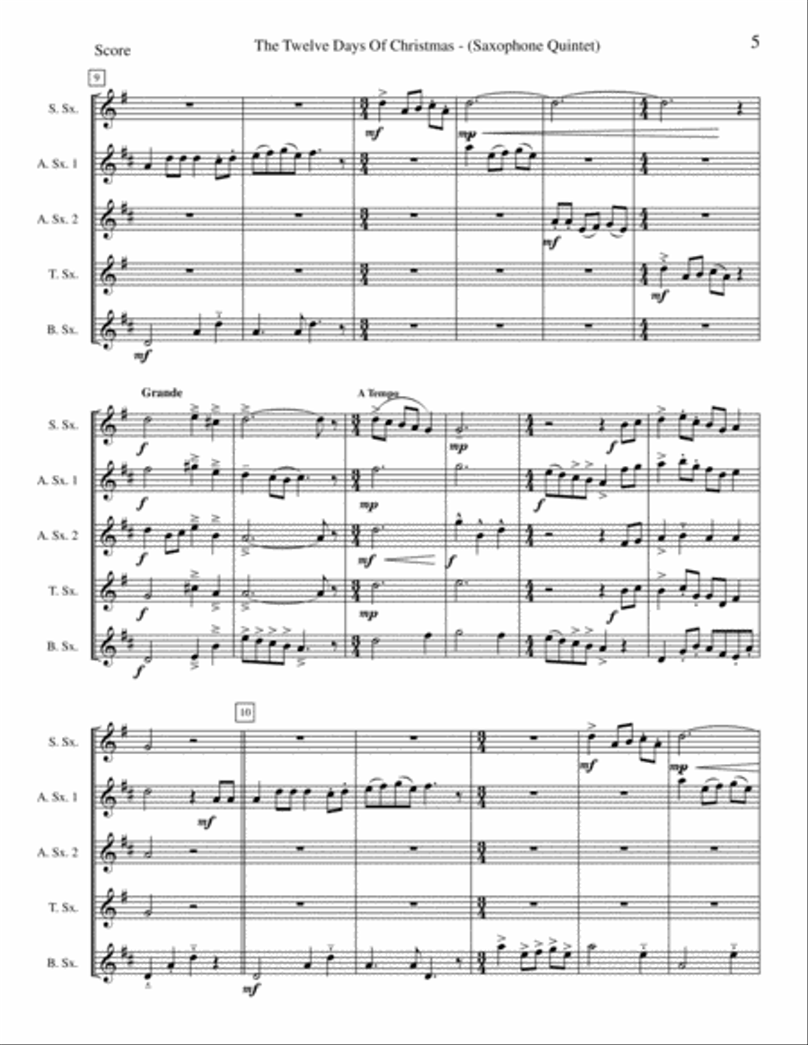 The Twelve Days Of Christmas Woodwind Quintet scores gallery preview page 6