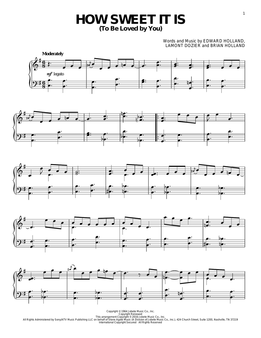 How Sweet It Is (To Be Loved By You) [Jazz version] Piano Solo scores gallery preview page 1