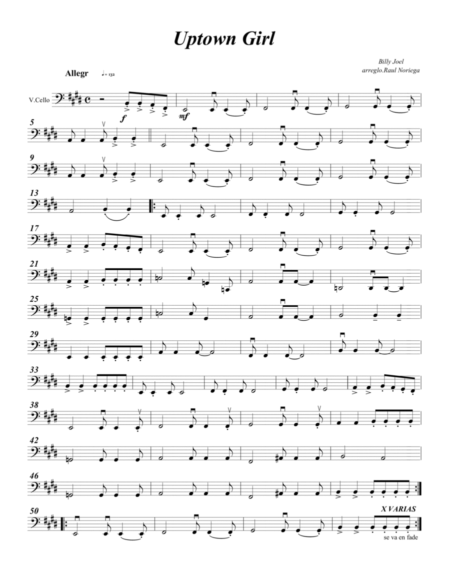 Uptown Girl Uptown Girl String Quartet scores gallery preview page 1
