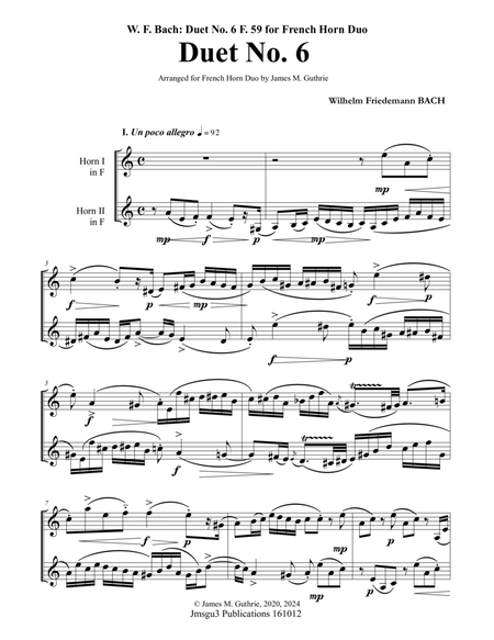 WF Bach: Duet No. 6 for French Horn Duo image number null