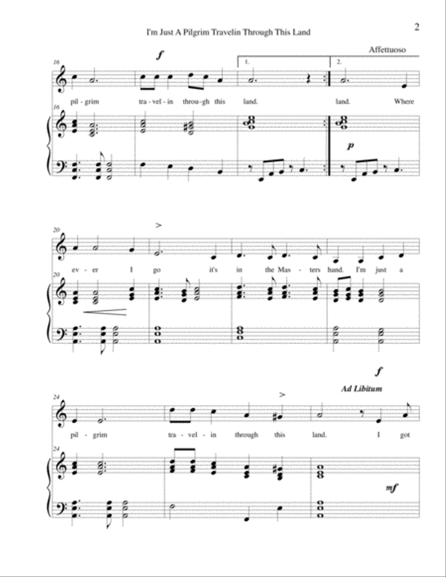 I'm Just a Pilgrim Travelin Through This Land Voice Solo scores gallery preview page 2