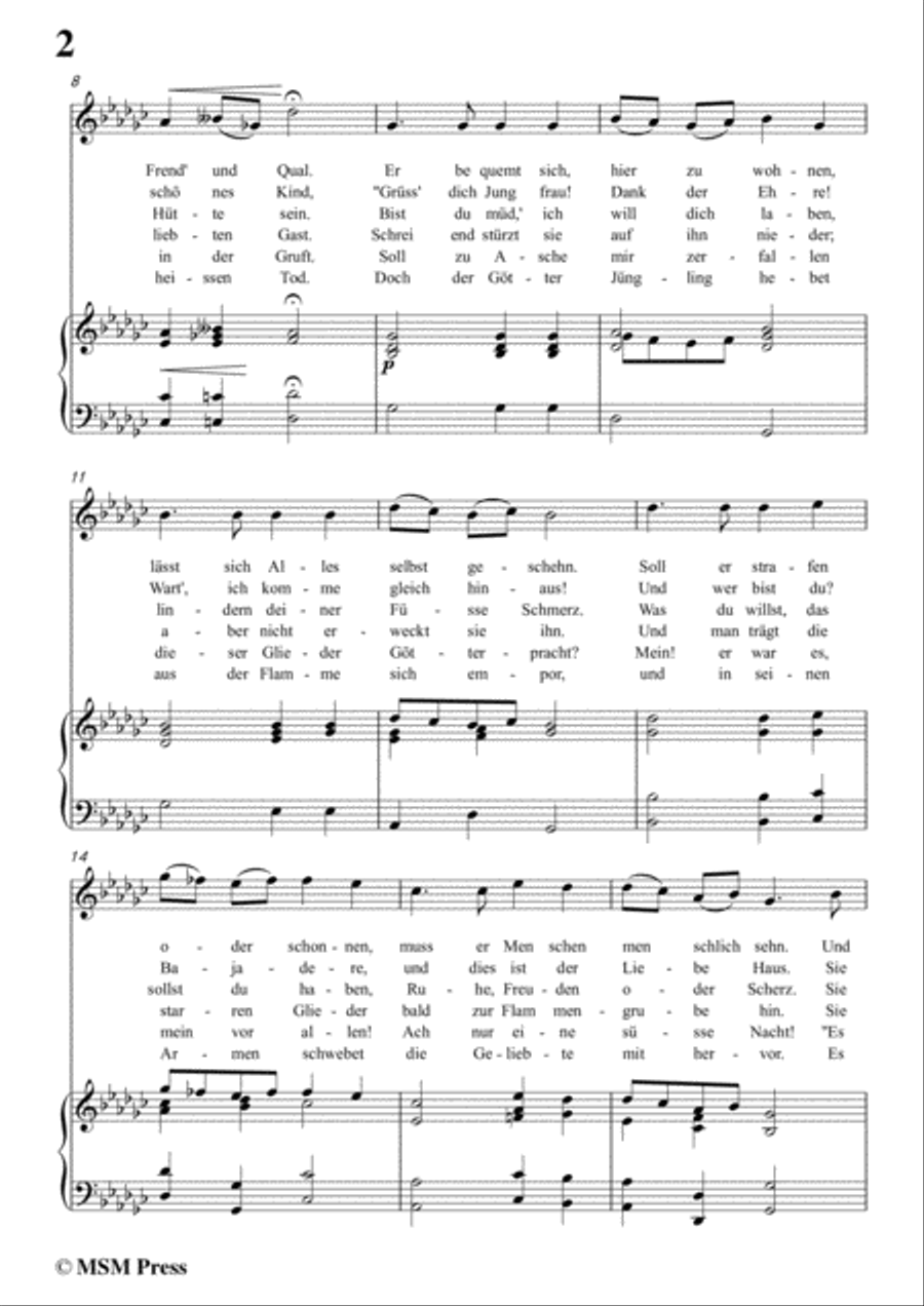 Schubert-Der Gott und die Bajadere,in G flat Major,for Voice&Piano Voice scores gallery preview page 4
