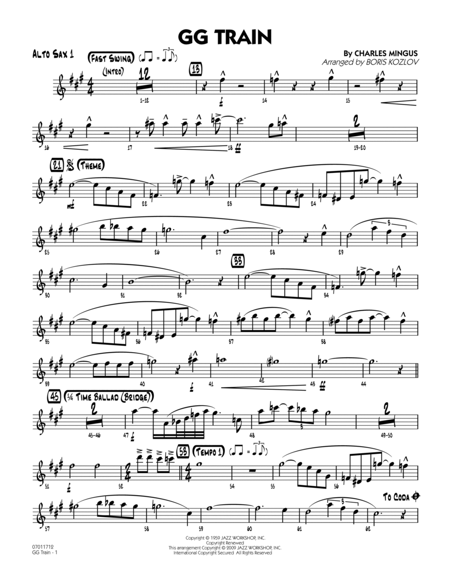 GG Train - Alto Sax 1 Jazz Ensemble scores gallery preview page 1