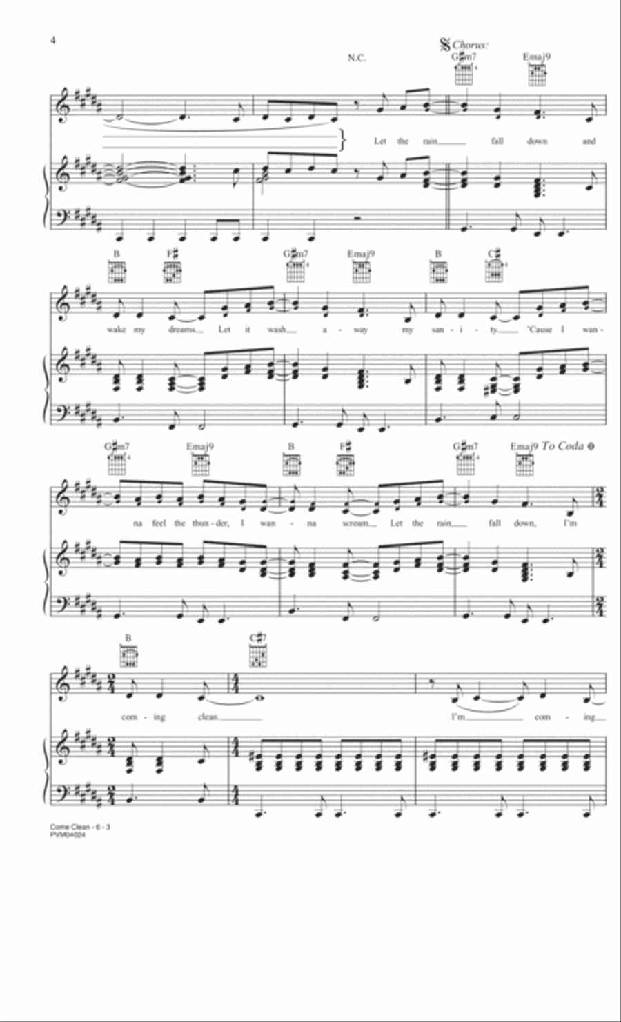 Come Clean Piano, Vocal, Guitar scores gallery preview page 3