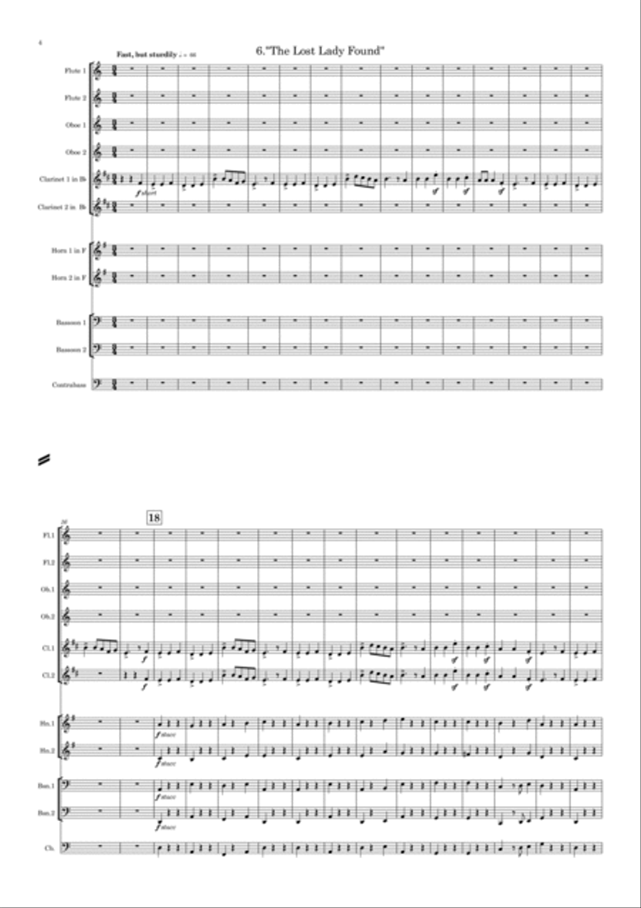 Grainger: Two Mvts. from “Lincolnshire Posy” - symphonic winds Woodwind Quintet scores gallery preview page 5
